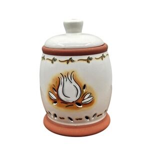 MSC Jocha Ceramic Garlic Keeper Terracotta Vented Storage Jar White Farmhouse